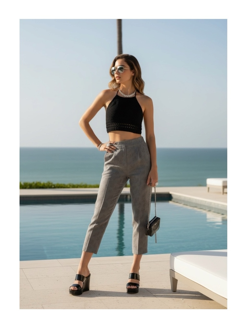 new Vince ⚘ Floral Embroidered Shimmery Silk Duponi Pant Pants ⚘ Gunmetal ⚘ Sml